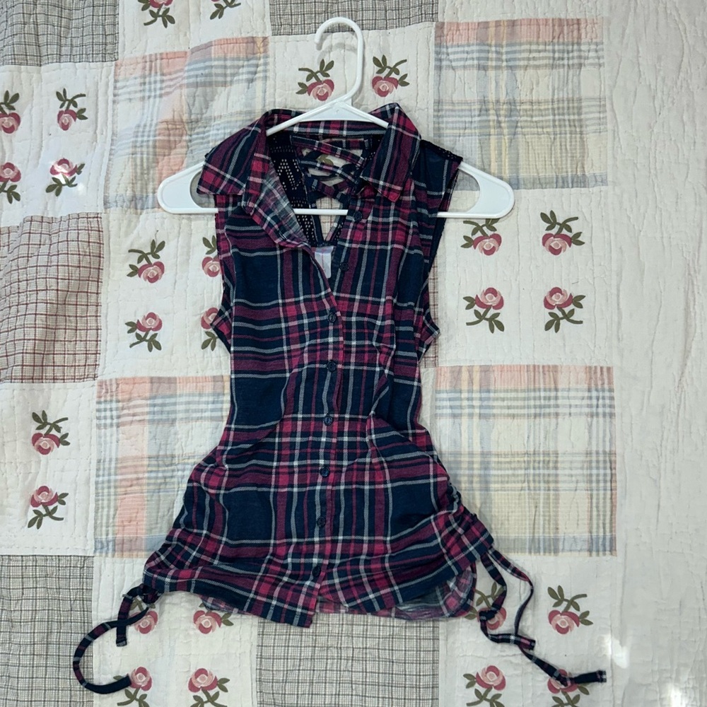 Pink and Blue Plaid Tank Top